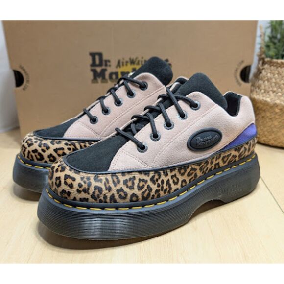 Dr. Martens Buzz 5-Eye Light Tan & Powder Pink Leopard and Suede Shoes UK 7 NIB - Picture 4 of 15